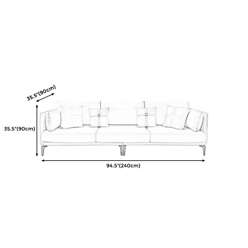 Stationary Stain Resistant Faux Leather Living Room Pillow Top Arm Modern Sofa