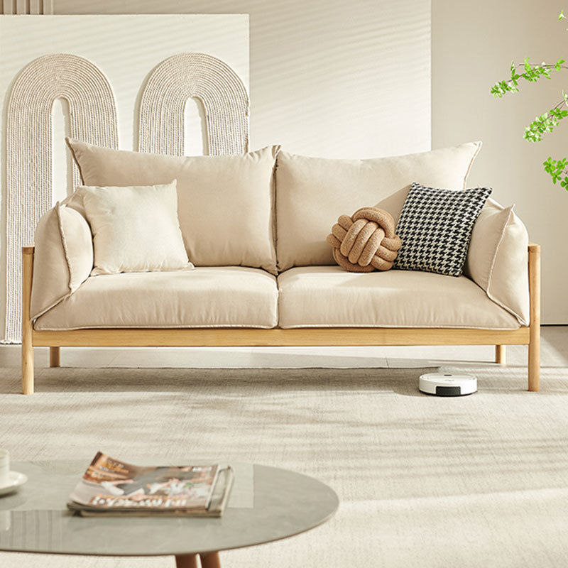 Stationary Cotton 2-seater Living Room Square Arm Cushions Sofa