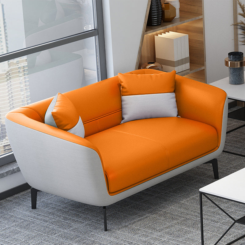 Faux Leather Tight Back Sofa Couch Standard Flared Arm Sofa Couch