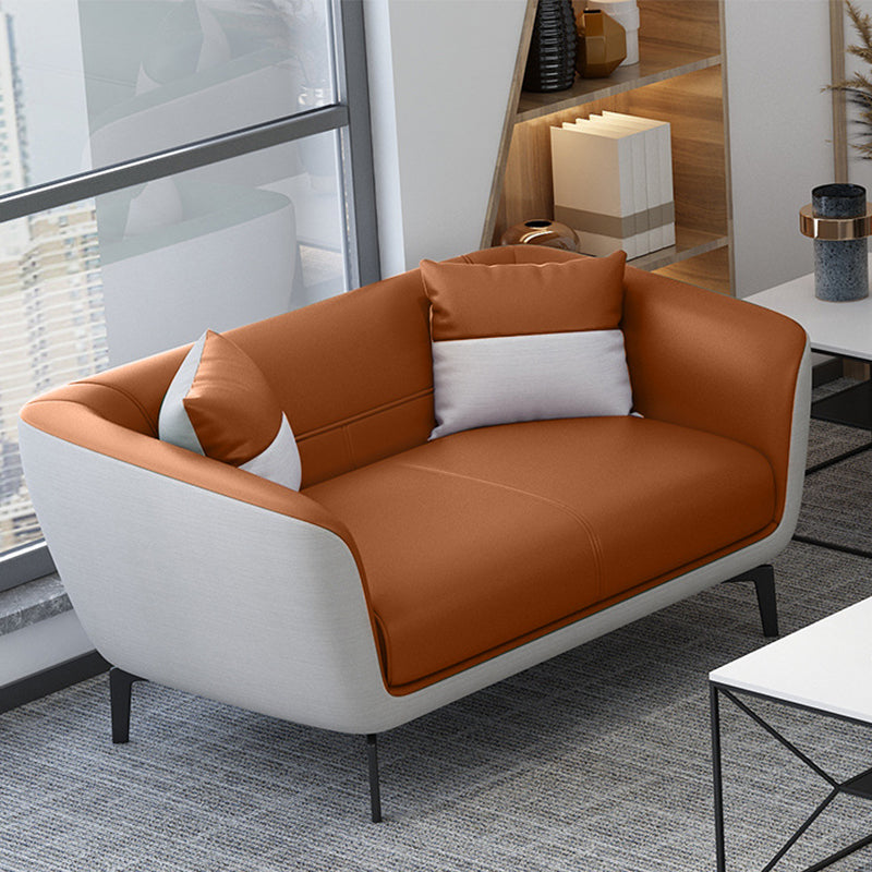 Faux Leather Tight Back Sofa Couch Standard Flared Arm Sofa Couch