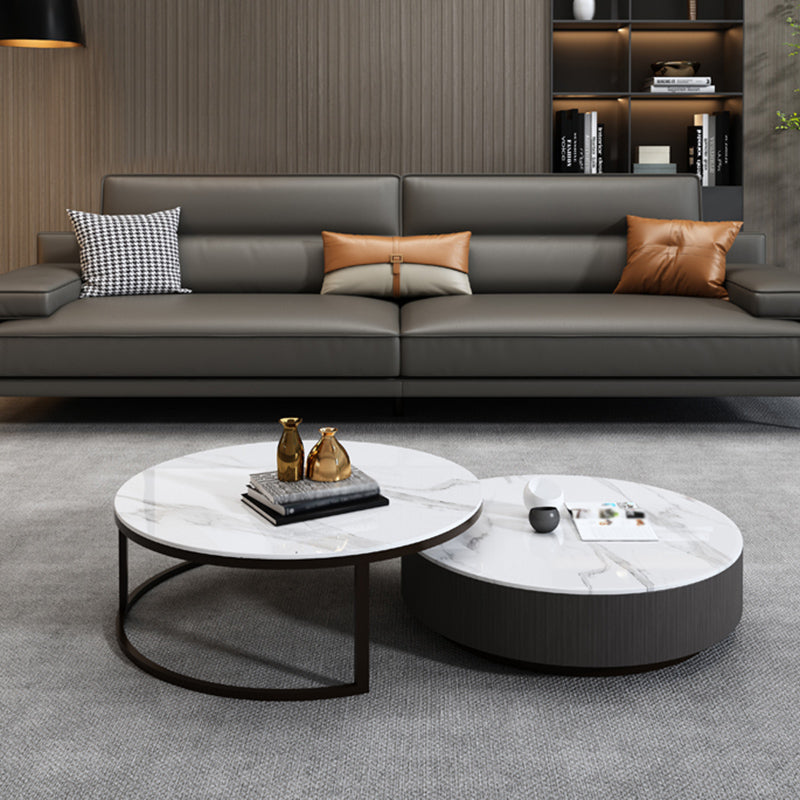 Genuine Leather Stationary Stain Resistant Living Room Gray Sofa