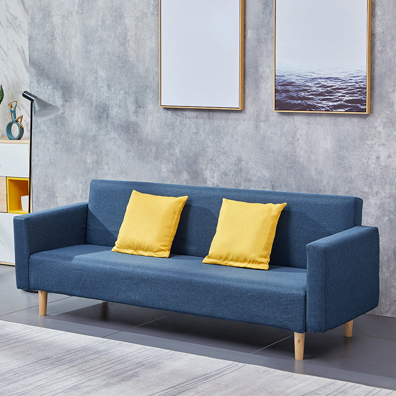 Cotton Blend Loose Back Square Arm Slipcovered Convertible Sofa Bed
