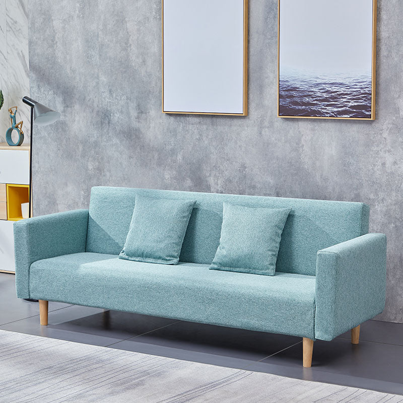 Cotton Blend Loose Back Square Arm Slipcovered Convertible Sofa Bed