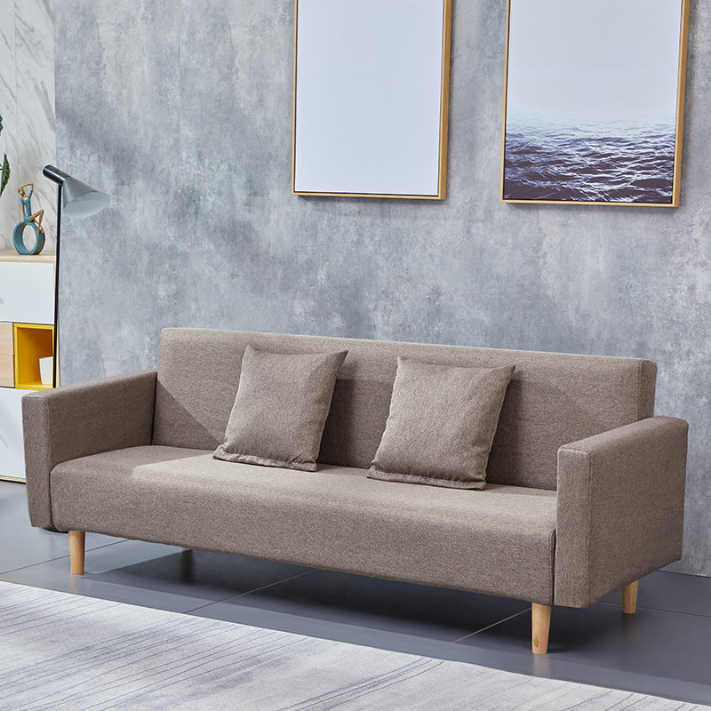 Cotton Blend Loose Back Square Arm Slipcovered Convertible Sofa Bed
