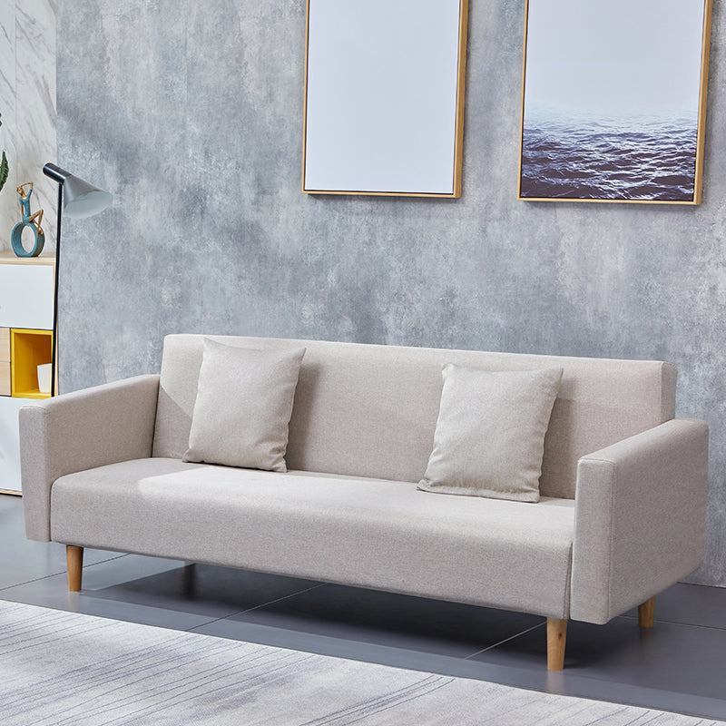 Cotton Blend Loose Back Square Arm Slipcovered Convertible Sofa Bed