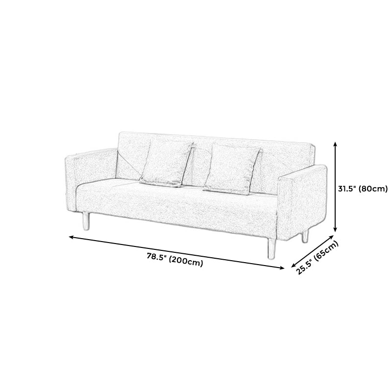 Cotton Blend Loose Back Square Arm Slipcovered Convertible Sofa Bed
