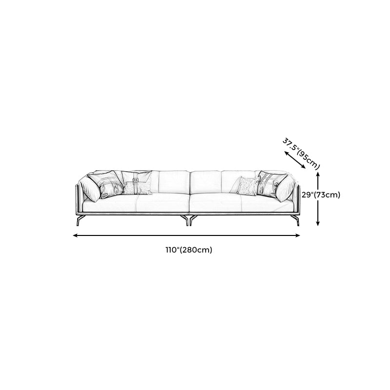 Stain Resistant Stationary Genuine Leather Pillow Top Arm Seating