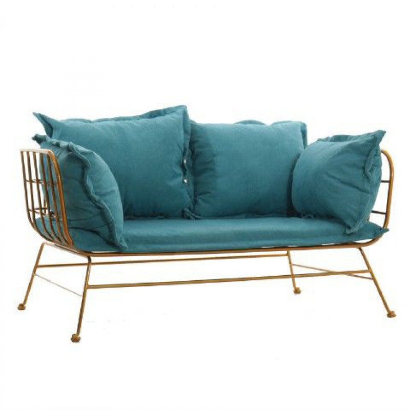 Golden Frame Velvet Loveseat with Pillow Top Arm for Apartment