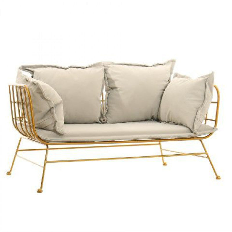 Golden Frame Velvet Loveseat with Pillow Top Arm for Apartment