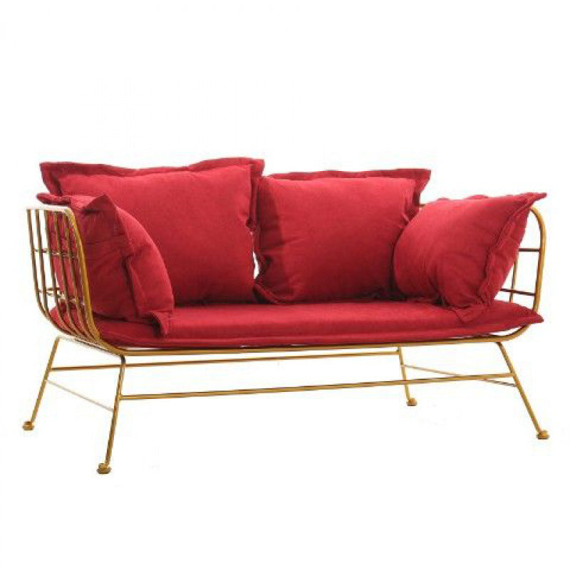 Golden Frame Velvet Loveseat with Pillow Top Arm for Apartment