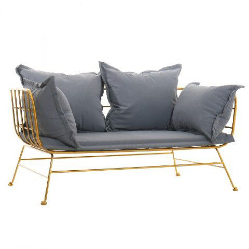 Golden Frame Velvet Loveseat with Pillow Top Arm for Apartment