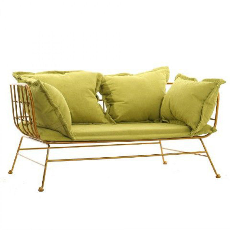 Golden Frame Velvet Loveseat with Pillow Top Arm for Apartment