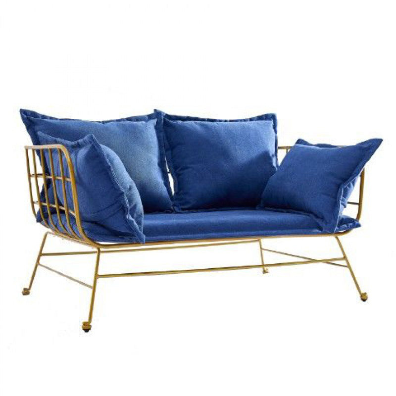 Golden Frame Velvet Loveseat with Pillow Top Arm for Apartment