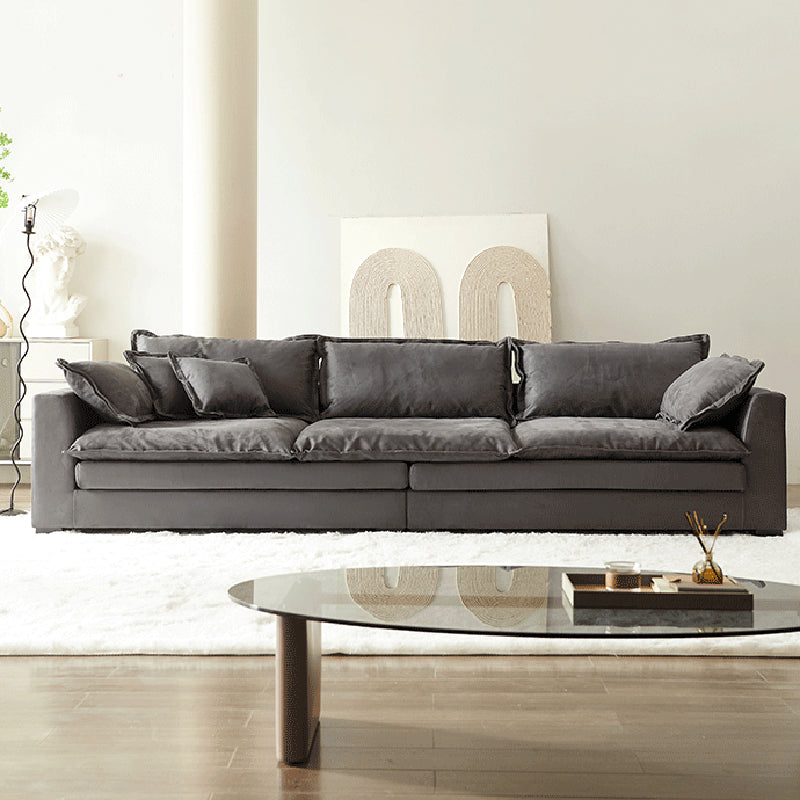 Slipcovered Stationary Living Room Pillow Top Arm Standard Gray Sofa
