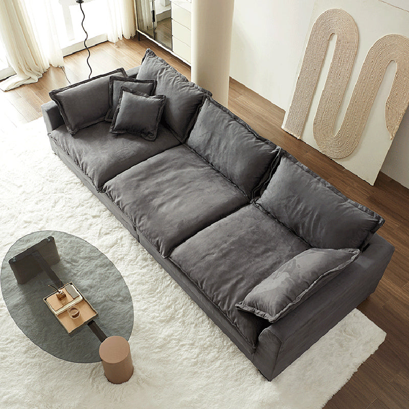 Slipcovered Stationary Living Room Pillow Top Arm Standard Gray Sofa