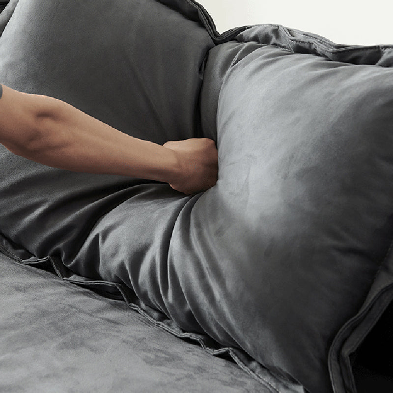 Slipcovered Stationary Living Room Pillow Top Arm Standard Gray Sofa