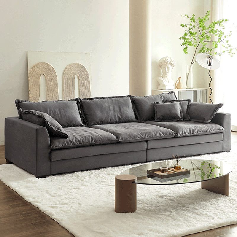 Slipcovered Stationary Living Room Pillow Top Arm Standard Gray Sofa