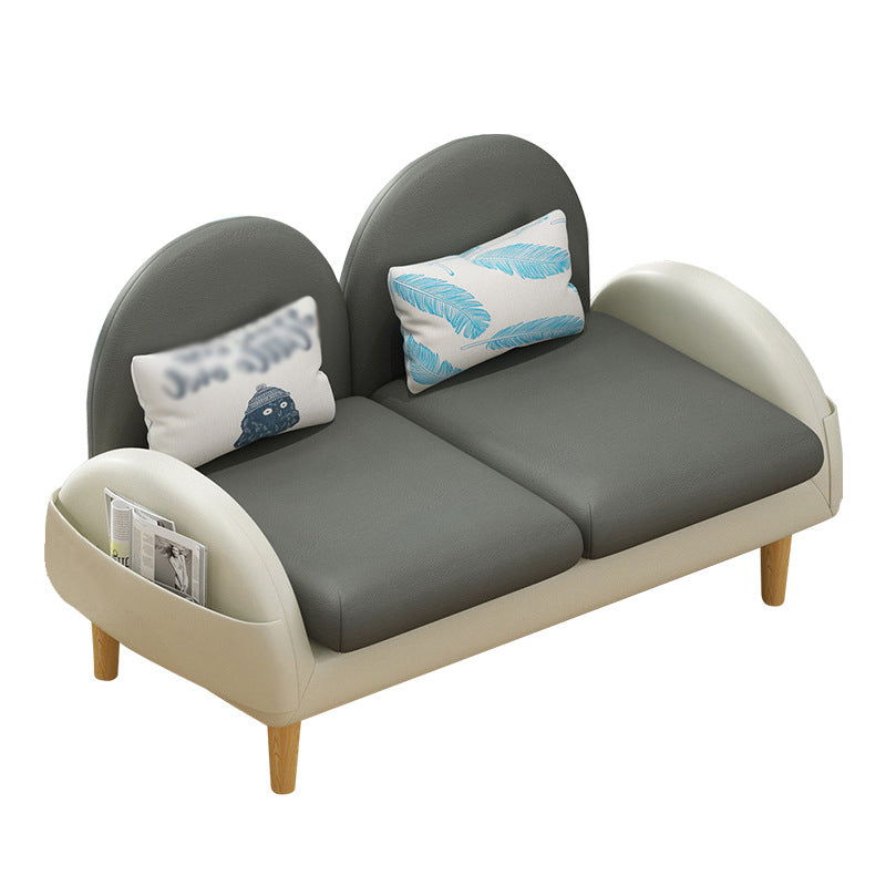 Faux Leather Pillow Back Sofa with Storage for Living Room and Apartment