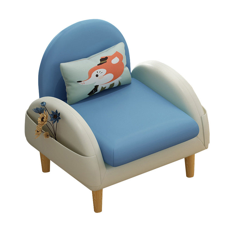Faux Leather Pillow Back Sofa with Storage for Living Room and Apartment