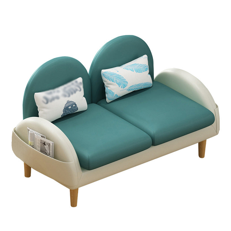 Faux Leather Pillow Back Sofa with Storage for Living Room and Apartment