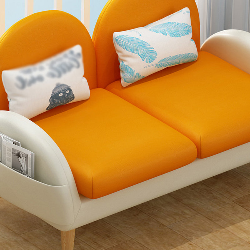 Faux Leather Pillow Back Sofa with Storage for Living Room and Apartment