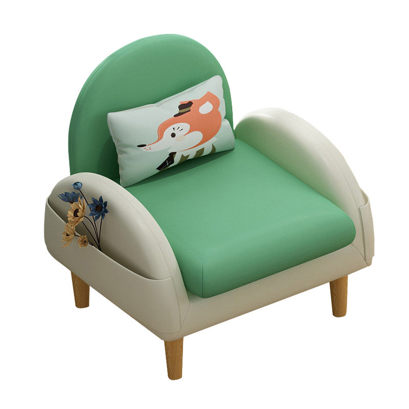 Faux Leather Pillow Back Sofa with Storage for Living Room and Apartment