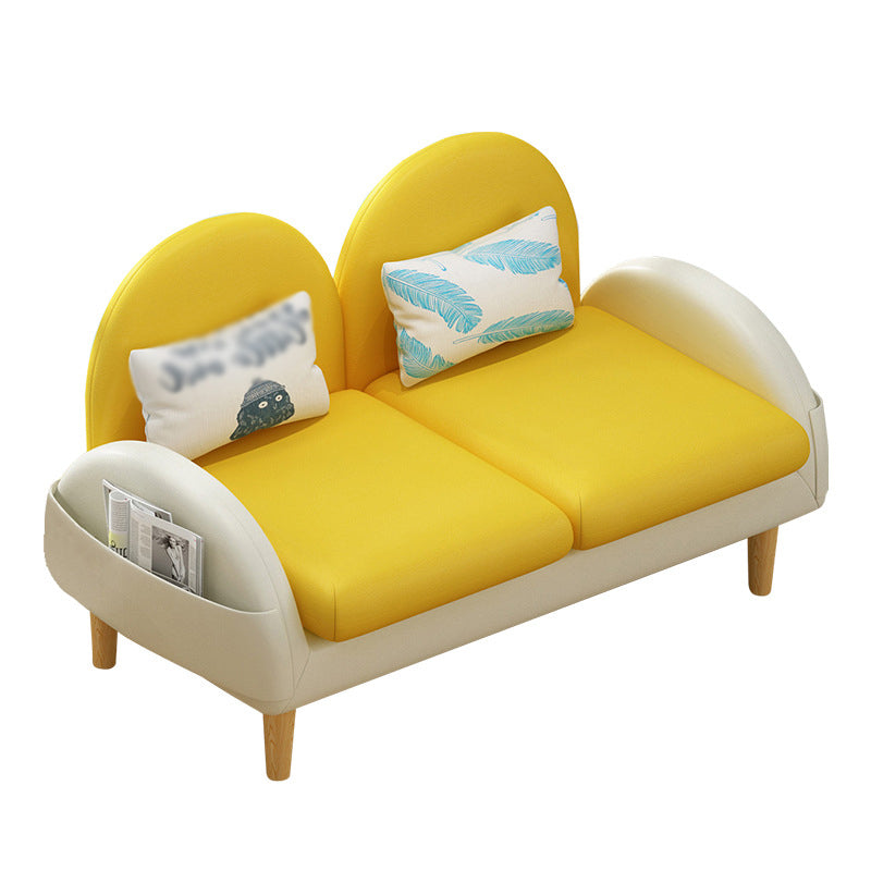 Faux Leather Pillow Back Sofa with Storage for Living Room and Apartment