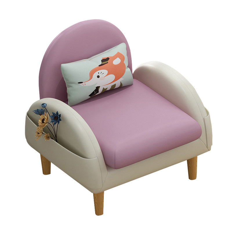 Faux Leather Pillow Back Sofa with Storage for Living Room and Apartment