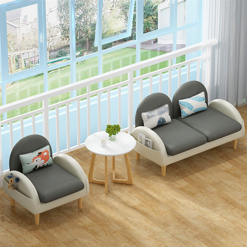 Faux Leather Pillow Back Sofa with Storage for Living Room and Apartment