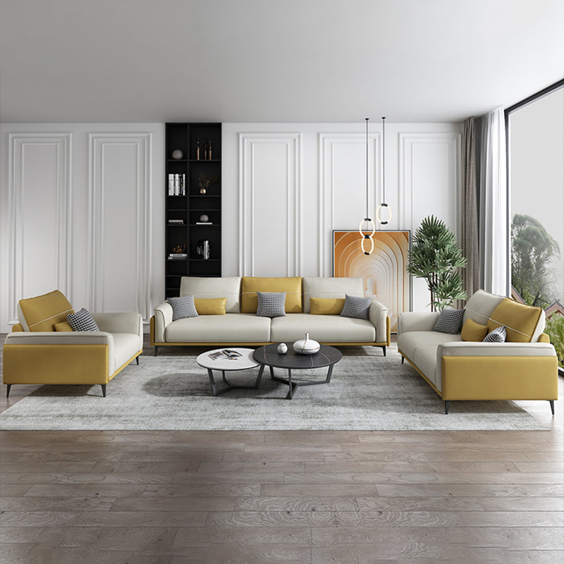 Stain Resistant Slipcovered Faux Leather Flared Arm White Seating