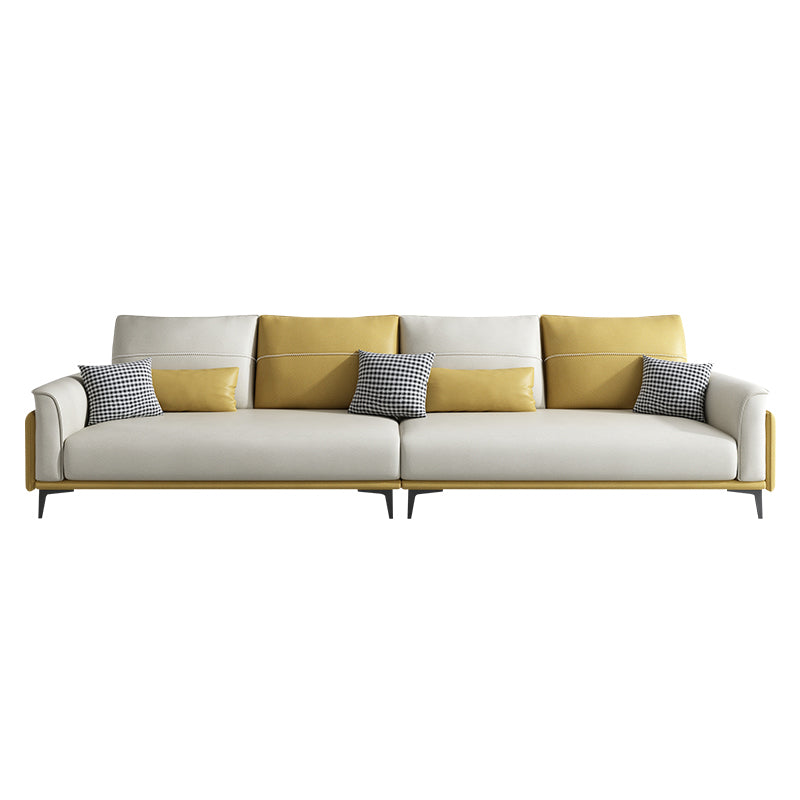 Stain Resistant Slipcovered Faux Leather Flared Arm White Seating
