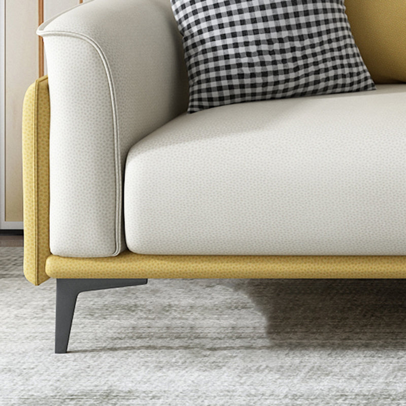 Stain Resistant Slipcovered Faux Leather Flared Arm White Seating
