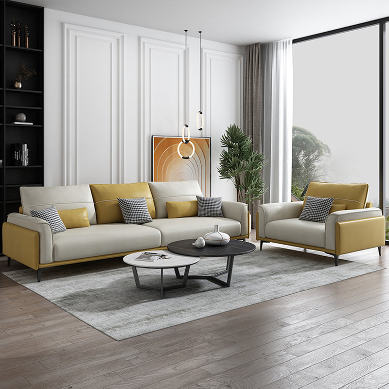 Stain Resistant Slipcovered Faux Leather Flared Arm White Seating