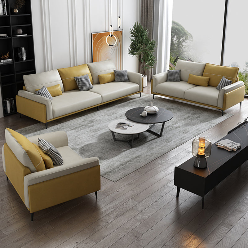 Stain Resistant Slipcovered Faux Leather Flared Arm White Seating