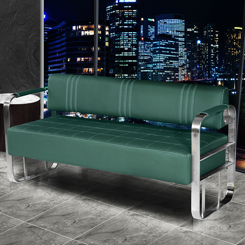Faux Leather Square Arm Sofa with Tight Back 21.65" W 28.74" H