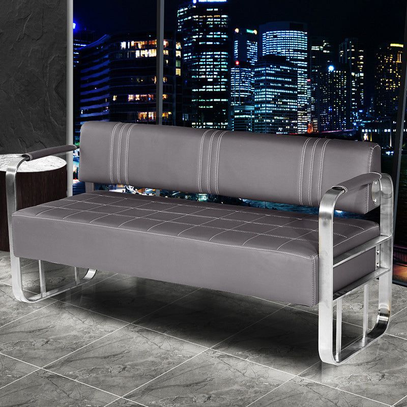 Faux Leather Square Arm Sofa with Tight Back 21.65" W 28.74" H