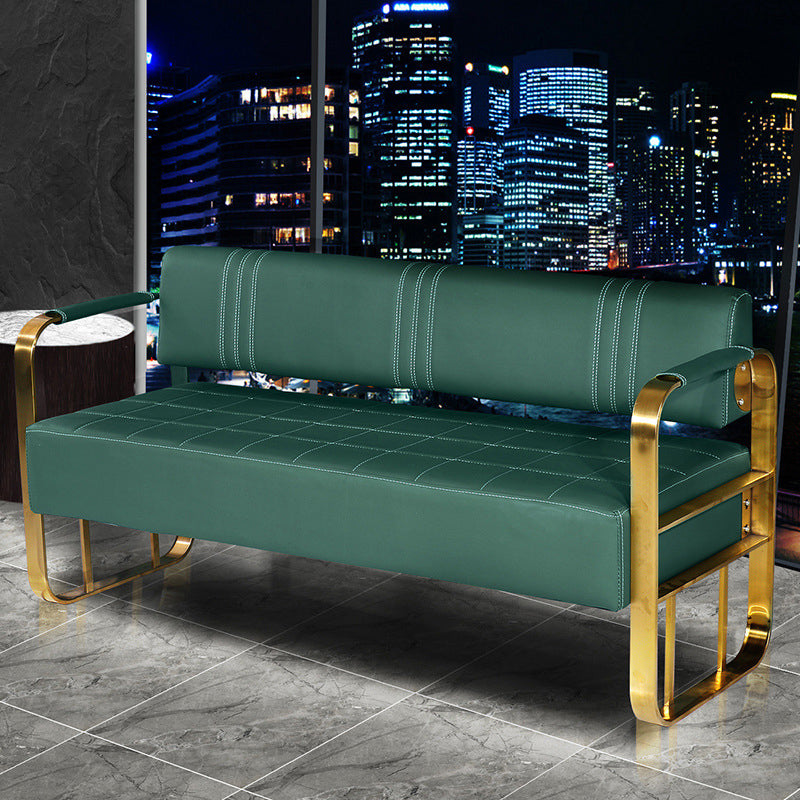 Faux Leather Square Arm Sofa with Tight Back 21.65" W 28.74" H