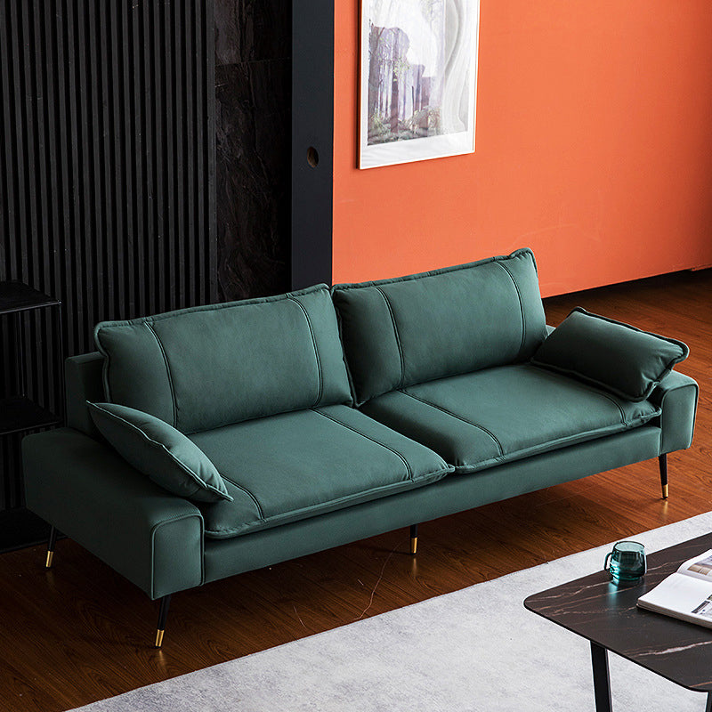 Faux Leather Pillow Top Arm Sofa with Pillow Back Cushions for Living Room