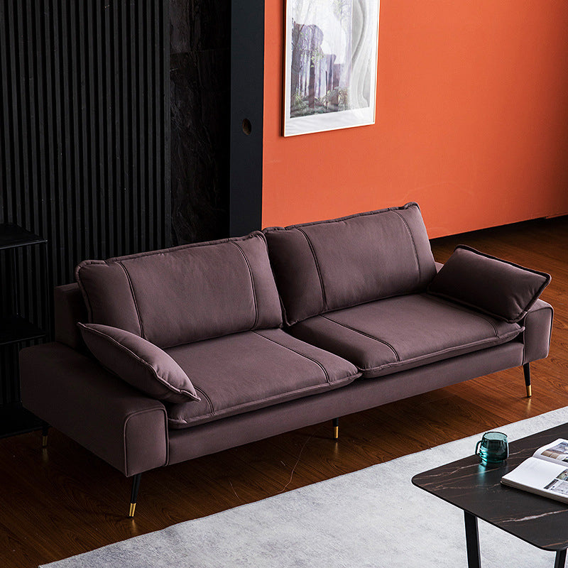Faux Leather Pillow Top Arm Sofa with Pillow Back Cushions for Living Room