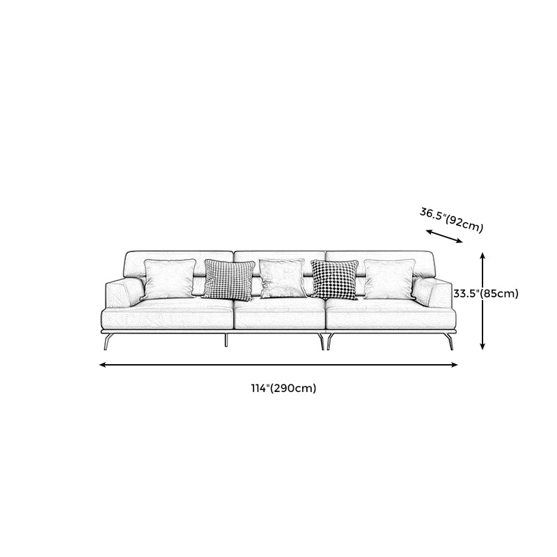 Stain Resistant Stationary Faux Leather Living Room Square Arm Standard Dark Gray Sofa