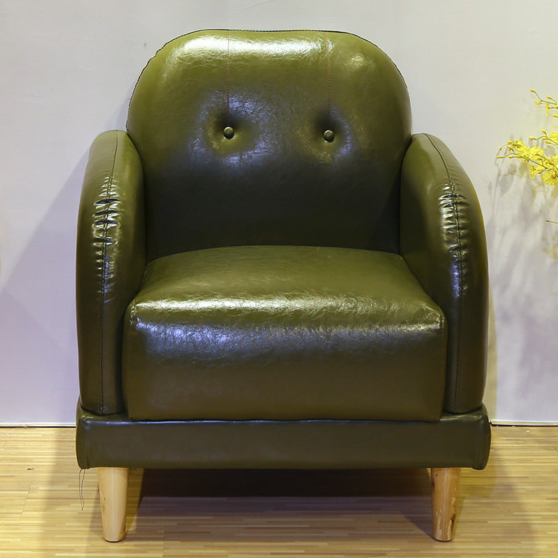 Faux Leather Tufted Back Sofa with Square Arm for Living Room
