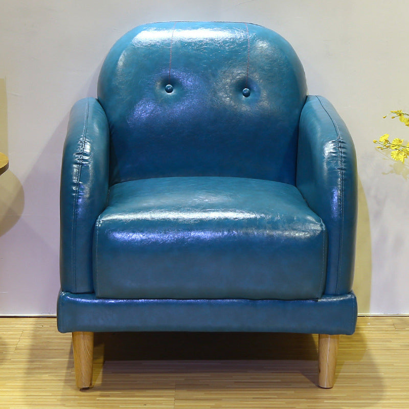 Faux Leather Tufted Back Sofa with Square Arm for Living Room