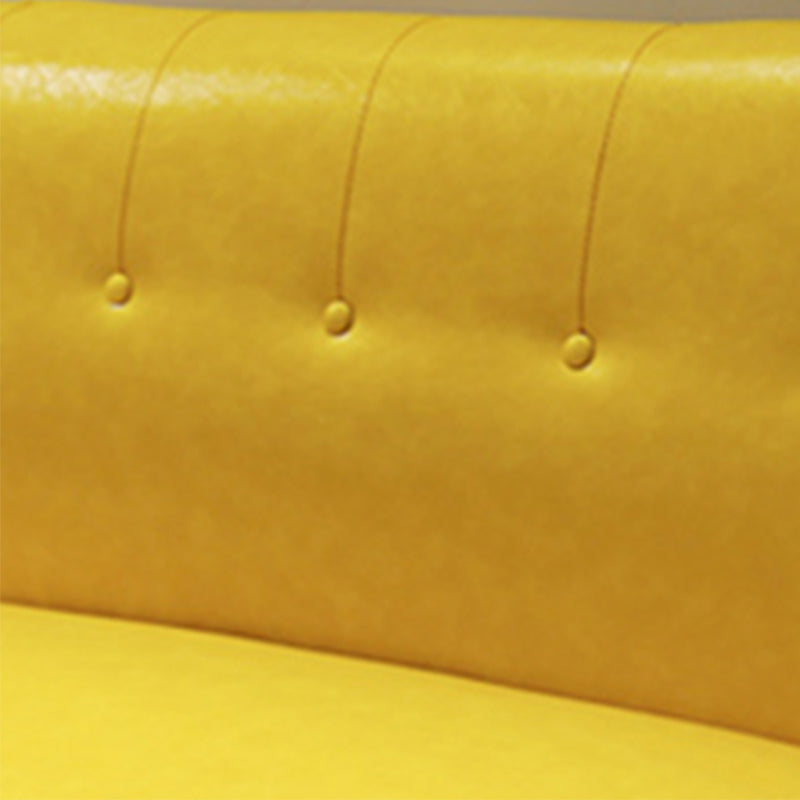 Faux Leather Tufted Back Sofa with Square Arm for Living Room