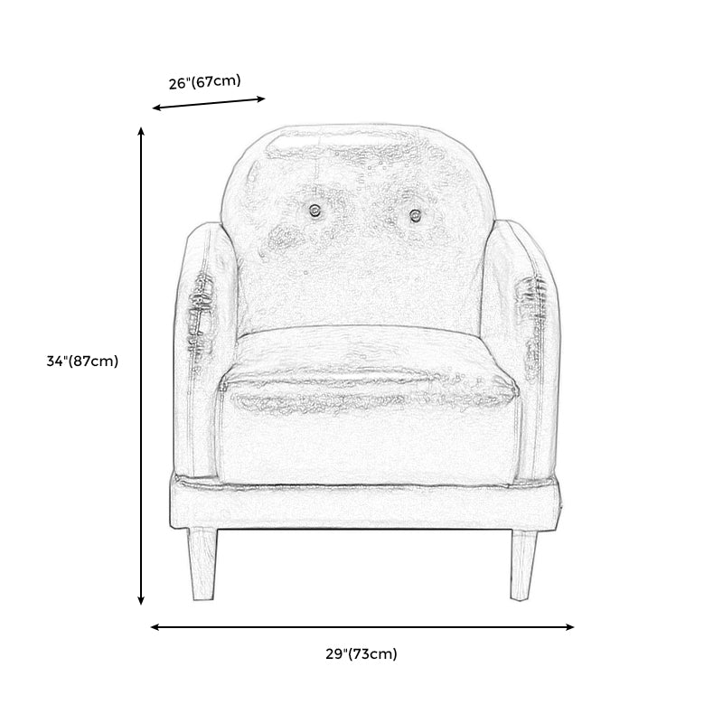 Faux Leather Tufted Back Sofa with Square Arm for Living Room
