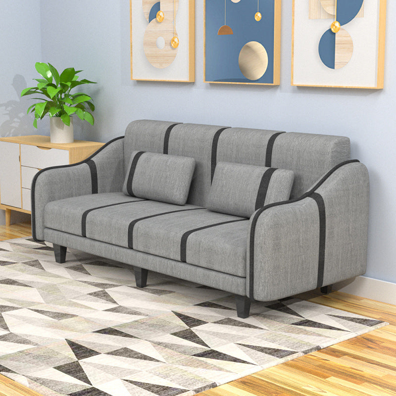 Contemporary Sleeper with 2 Pillows and Six Black Legs for Apartment