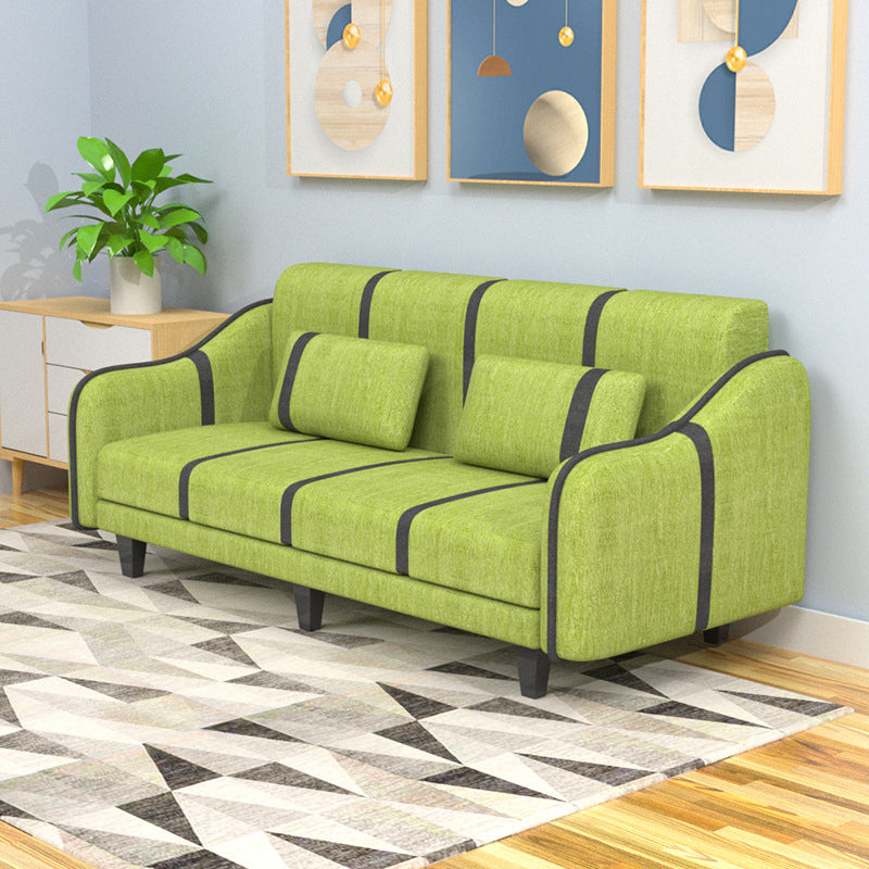 Contemporary Sleeper with 2 Pillows and Six Black Legs for Apartment