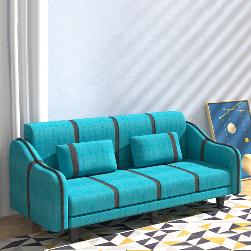Contemporary Sleeper with 2 Pillows and Six Black Legs for Apartment