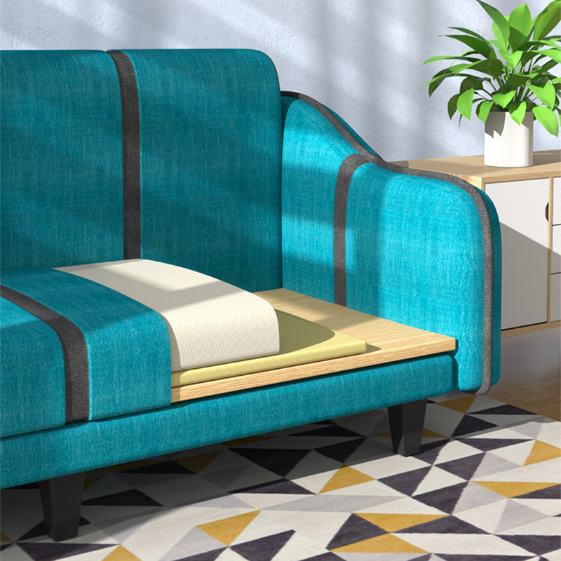 Contemporary Sleeper with 2 Pillows and Six Black Legs for Apartment
