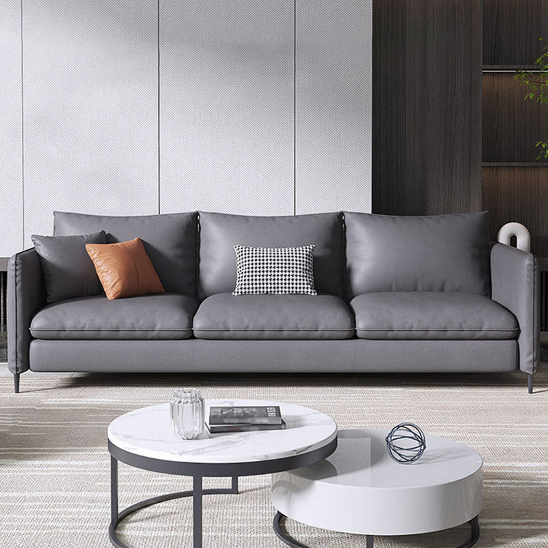 Contemporary Standard Square Arm Settee Bench with Pillows in Grey