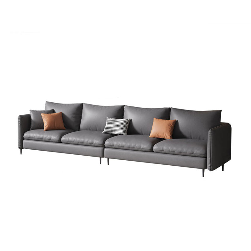 Contemporary Standard Square Arm Settee Bench with Pillows in Grey